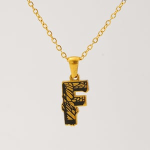 1 Piece Classic Bark Grain Unique Letter F Stainless Steel  Gold Color Unisex Pendant Necklaces h5 